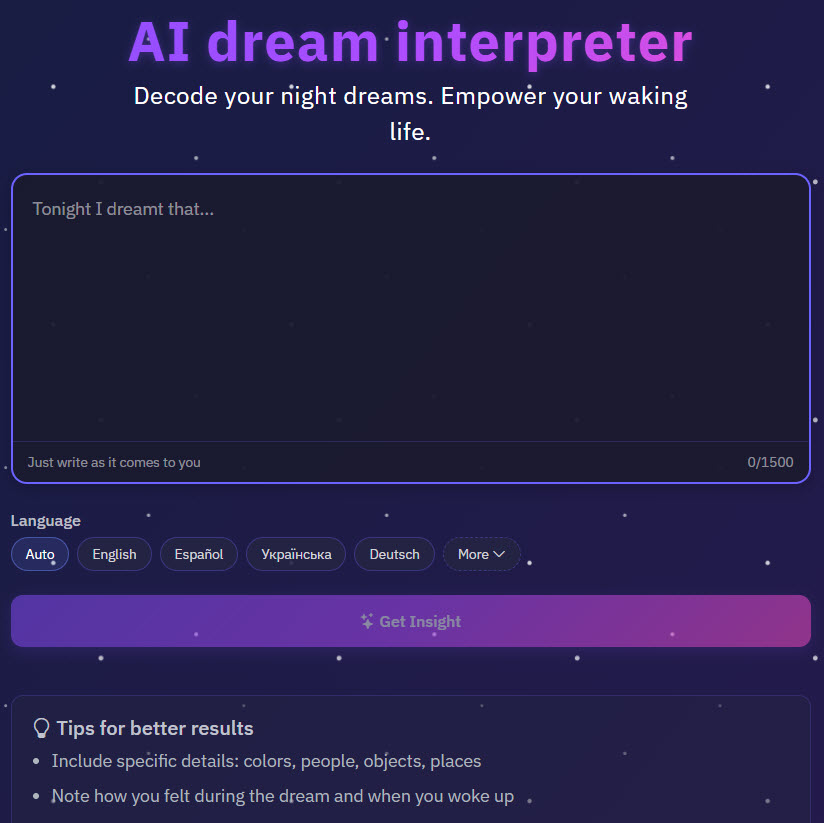 Dreampower.app - AI інтерпретатор снів